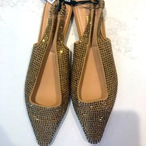Gold Zara sling backs, size 40 (US 9) NWT